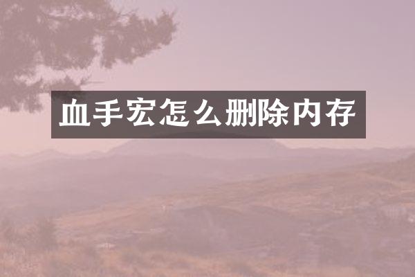 血手宏怎么删除内存