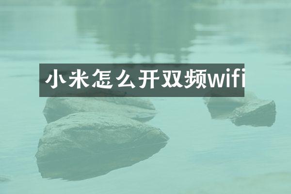 小米怎么开双频wifi