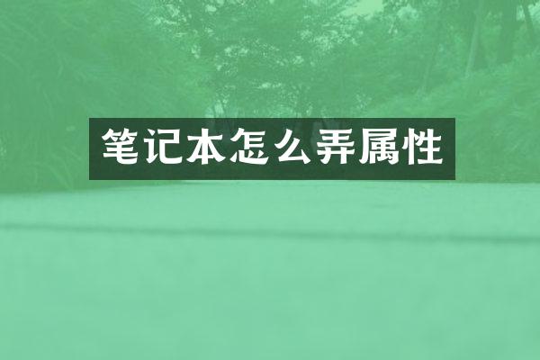 笔记本怎么弄属性