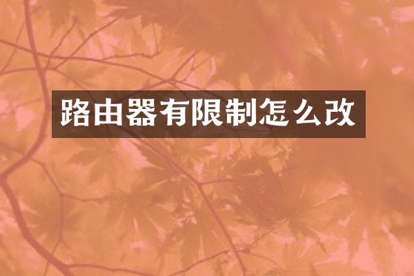 路由器有限制怎么改