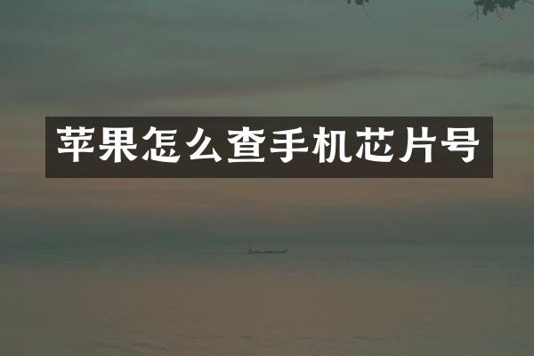 苹果怎么查手机芯片号