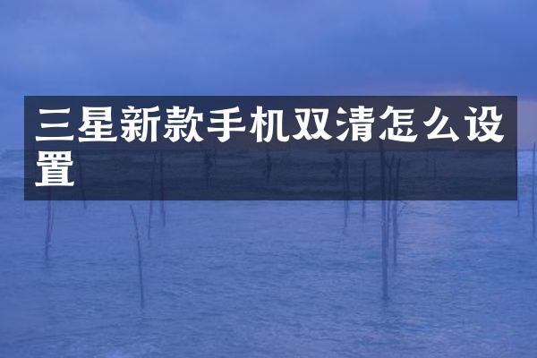 三星新款手机双清怎么设置