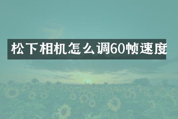 松下相机怎么调60帧速度