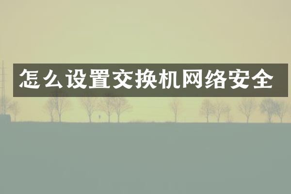 怎么设置交换机网络安全