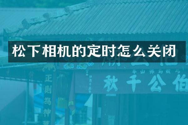 松下相机的定时怎么关闭