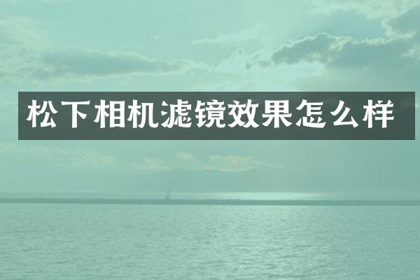 松下相机滤镜效果怎么样