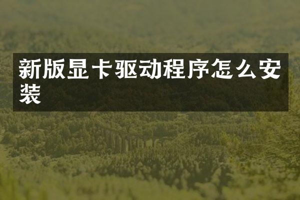 新版显卡驱动程序怎么安装