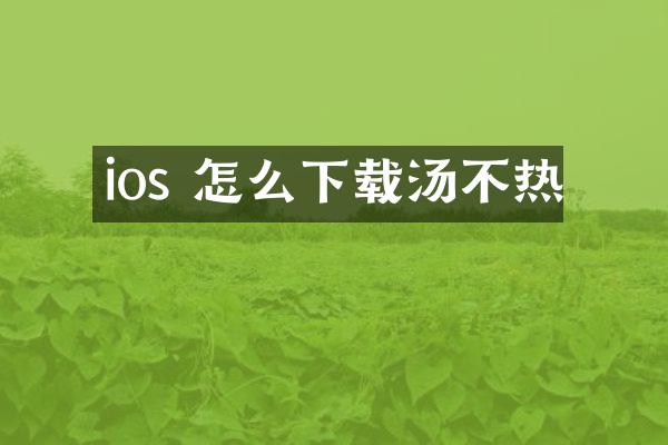 ios 怎么下载汤不热