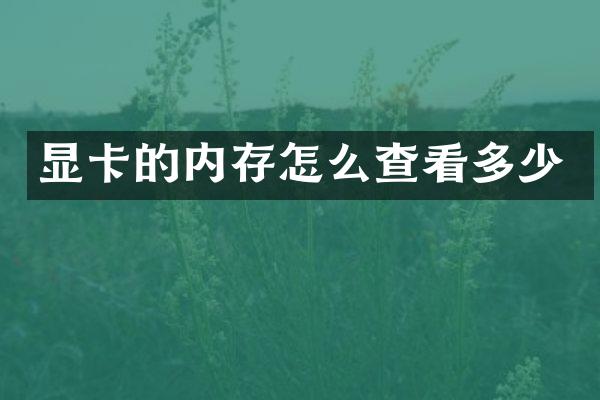 显卡的内存怎么查看多少