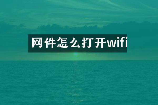 网件怎么打开wifi