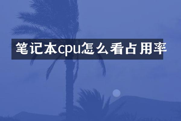 笔记本cpu怎么看占用率