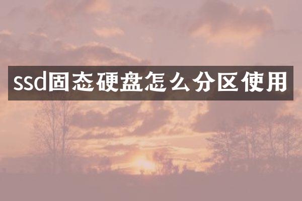 ssd固态硬盘怎么分区使用