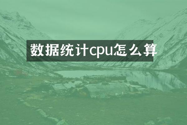 数据统计cpu怎么算