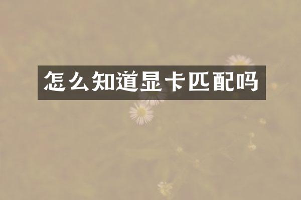怎么知道显卡匹配吗