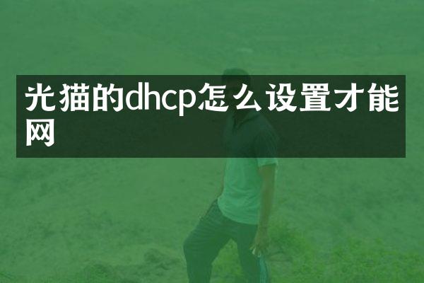 光猫的dhcp怎么设置才能上网