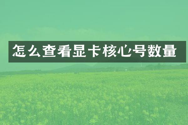 怎么查看显卡核心号数量