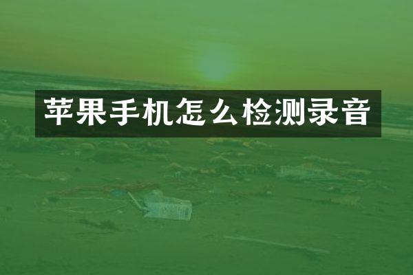 苹果手机怎么检测录音