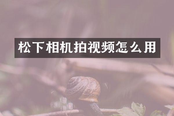 松下相机拍视频怎么用