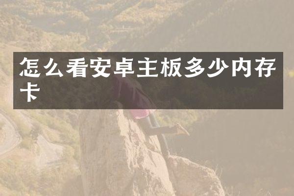 怎么看安卓主板多少内存卡