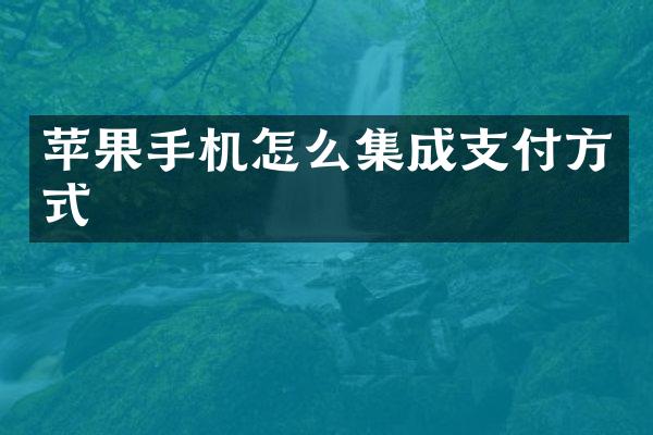 苹果手机怎么集成支付方式