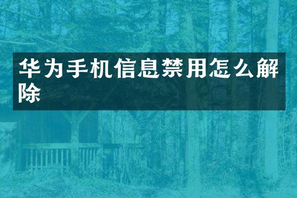 华为手机信息禁用怎么解除