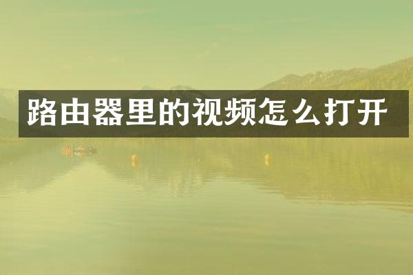 路由器里的视频怎么打开