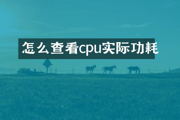 怎么查看cpu实际功耗