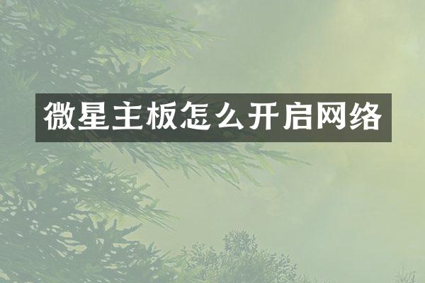 微星主板怎么开启网络
