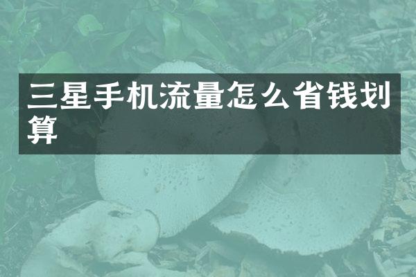 三星手机流量怎么省钱划算