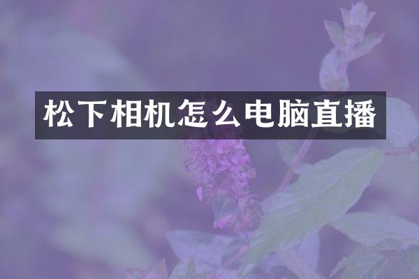松下相机怎么电脑直播