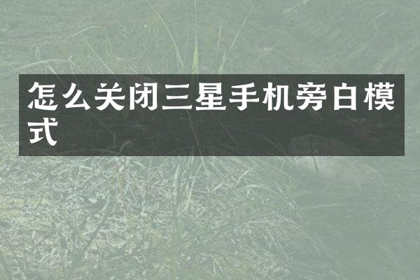 怎么关闭三星手机旁白模式
