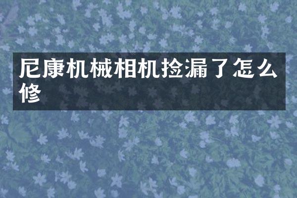 尼康机械相机捡漏了怎么修