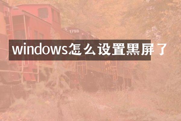 windows怎么设置黑屏了