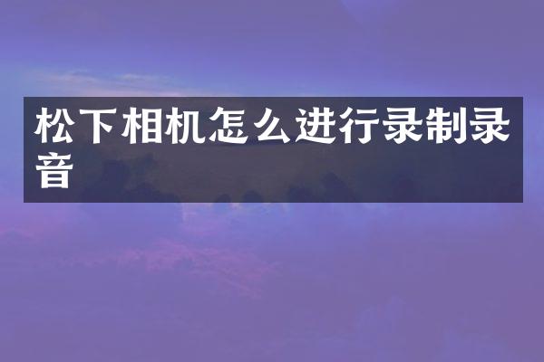 松下相机怎么进行录制录音
