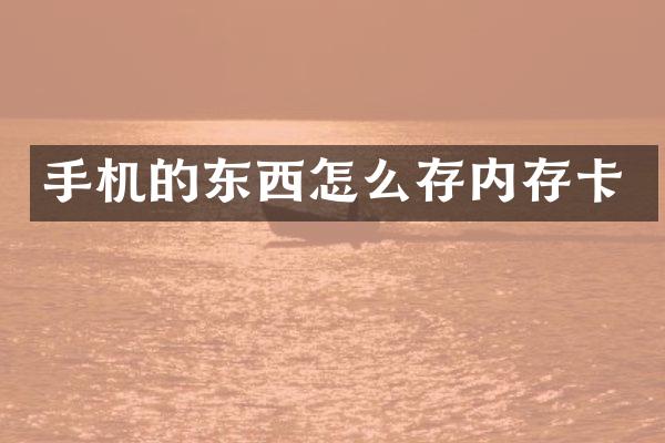 手机的东西怎么存内存卡