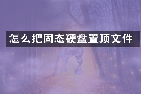 怎么把固态硬盘置顶文件