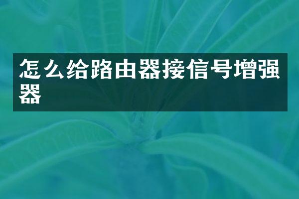 怎么给路由器接信号增强器