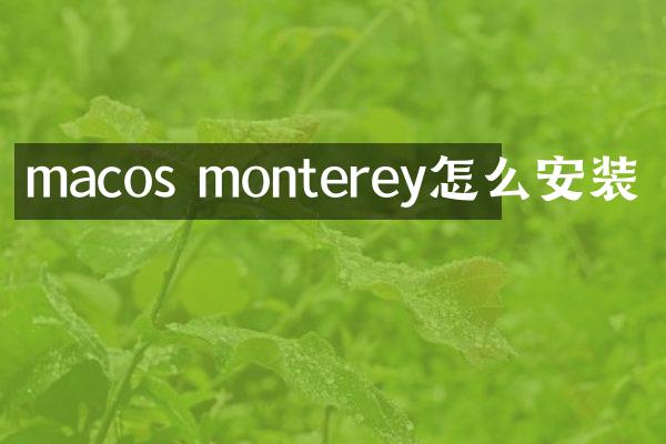 macos monterey怎么安装