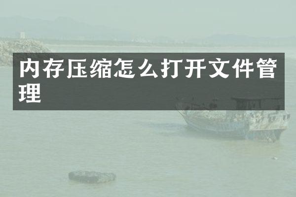 内存压缩怎么打开文件管理