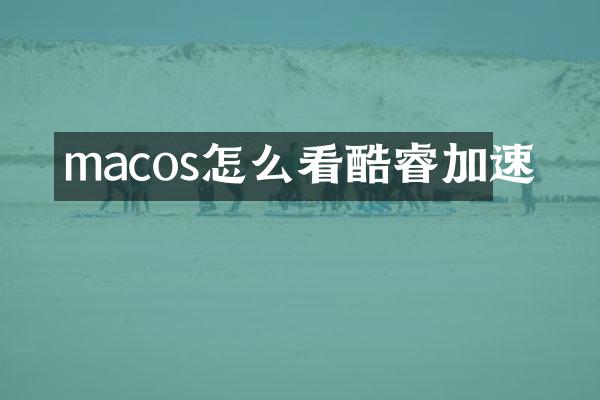 macos怎么看酷睿加速