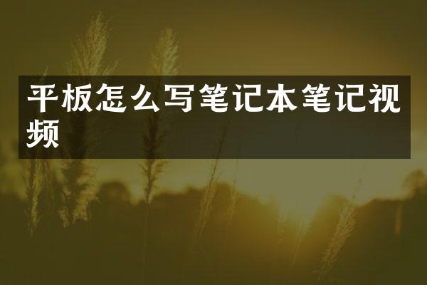 平板怎么写笔记本笔记视频