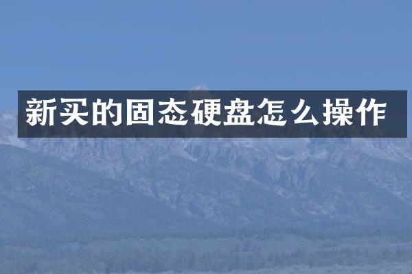 新买的固态硬盘怎么操作