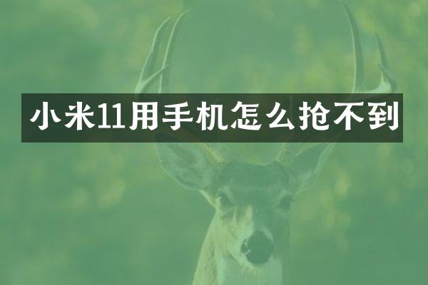 小米11用手机怎么抢不到