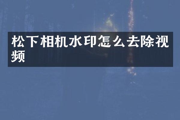 松下相机水印怎么去除视频