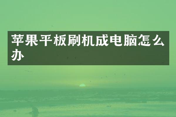 苹果平板刷机成电脑怎么办