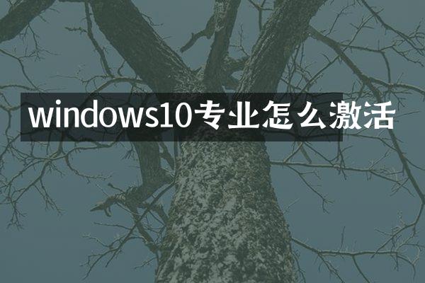 windows10专业怎么激活
