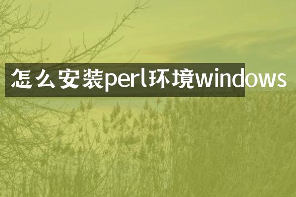 怎么安装perl环境windows