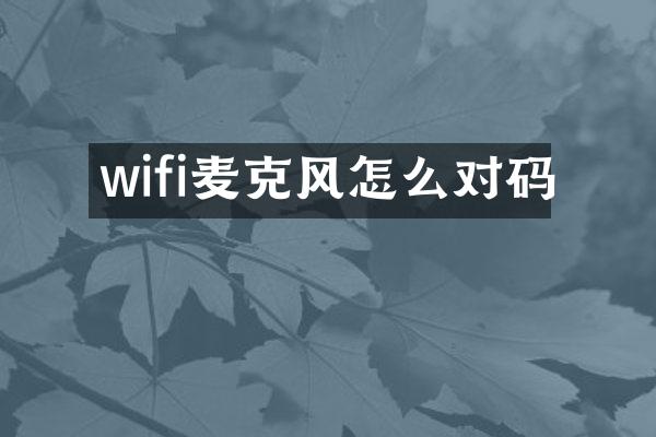 wifi麦克风怎么对码