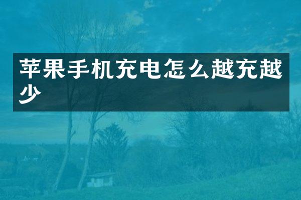 苹果手机充电怎么越充越少