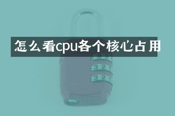怎么看cpu各个核心占用